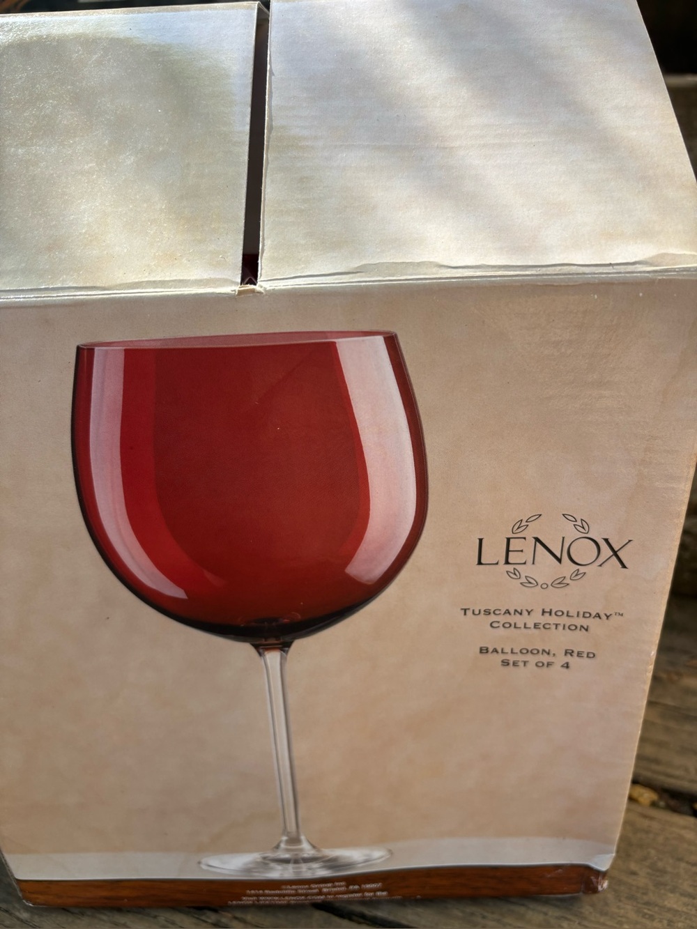 Lenox Red Balloon Wine Glasses - Tuscany Holiday Set NIB